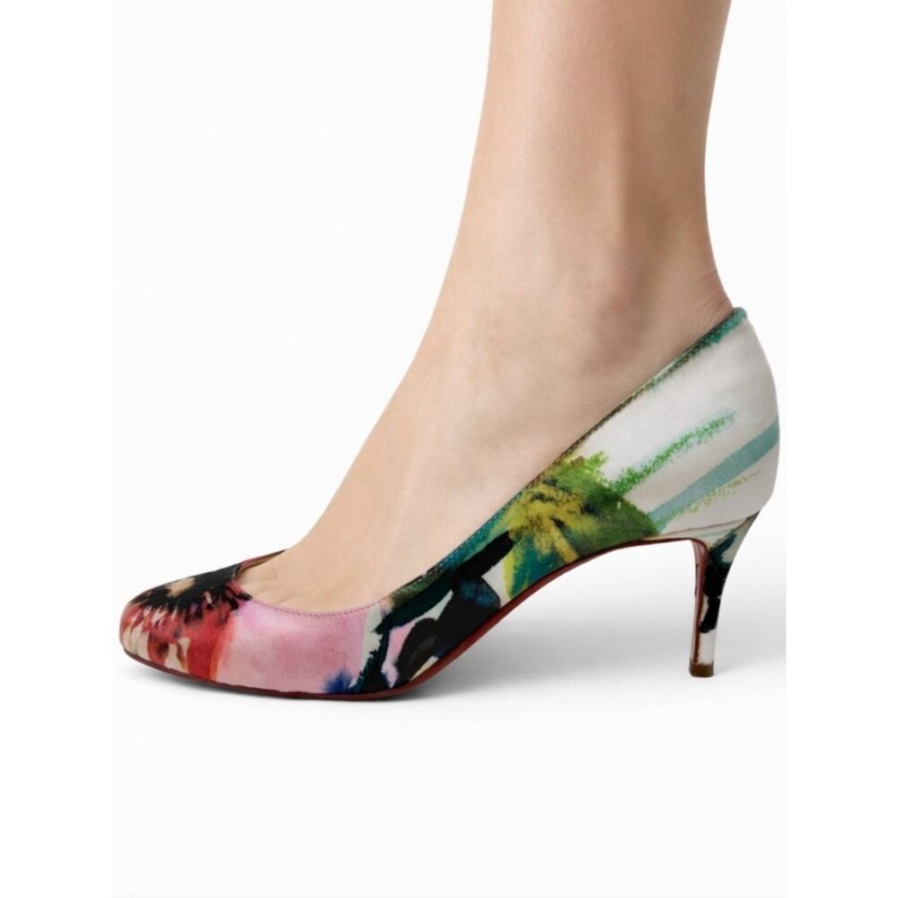 LIKE NEW CHRISTIAN LOUBOUTIN Multicolor Floral Mid-Heel Pump IT36